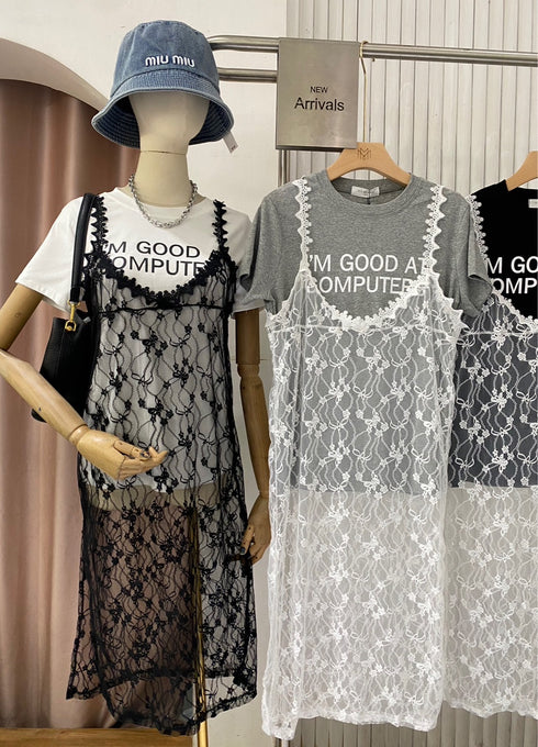 Summer Stylist T-Shirts  With Lacey Dresses